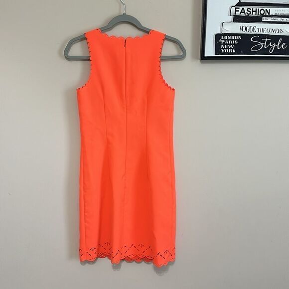 NWOT J. Crew Neon Orange Shift dress with cut out design - Picture 6 of 6